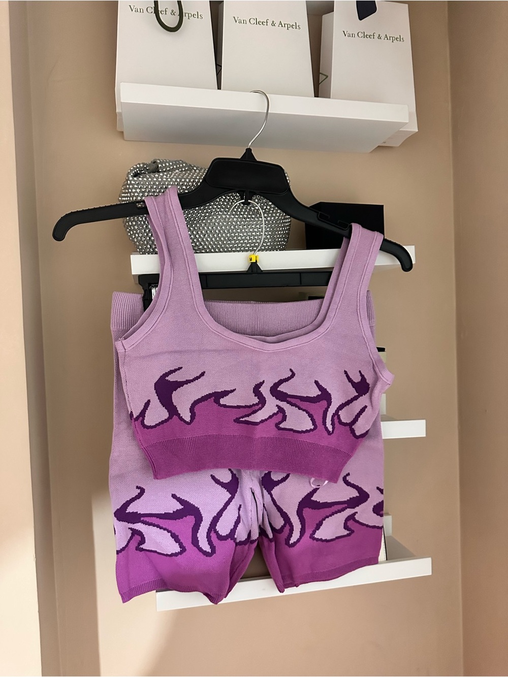 Lilac Flame Knit Tank & Shorts Set